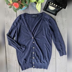 Navy Cardigan with Gold Buttons